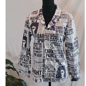 Harry Potter PB teen Daily Prophet Newspaper Print Button Down Shirt Medium